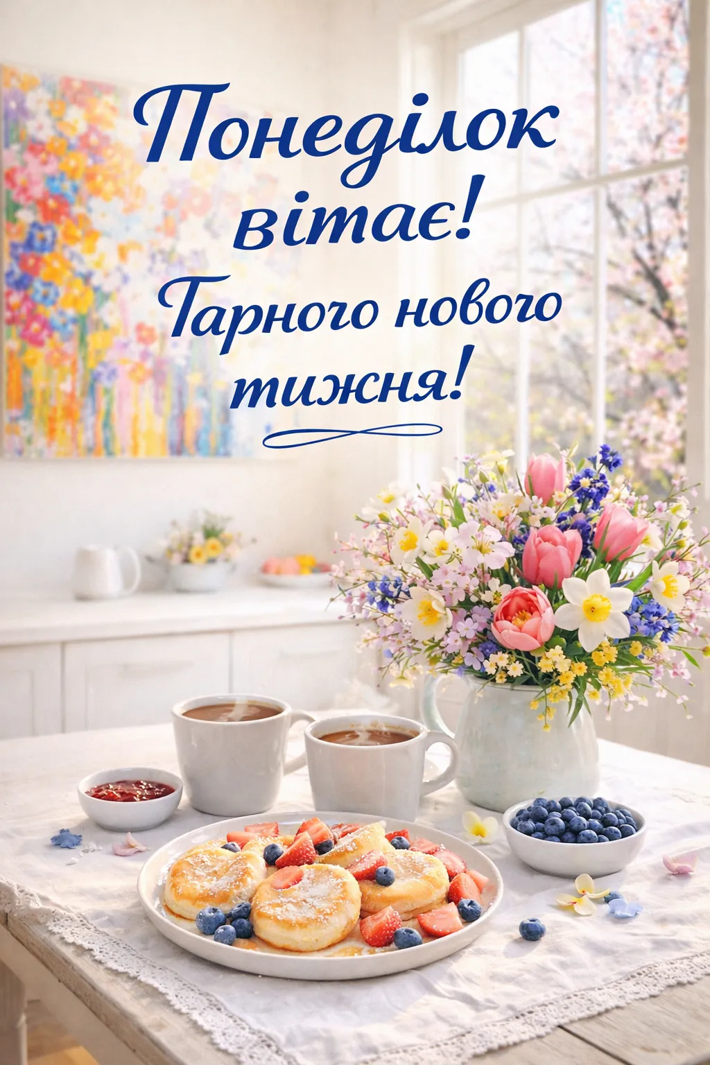 Ранкова листівка з побажаннями - з кавою та гарним настроєм, для гарного настрою